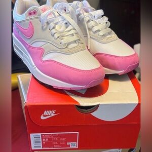 Nike Air Max 1 87 💅 Playful Pink Rise White Sneakers DZ2628-109 Size 7 8.5 NEW
